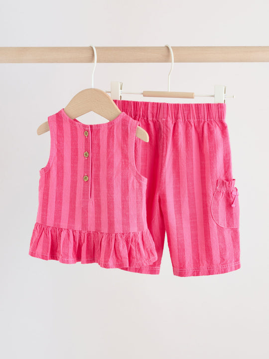Red Stripe Baby Woven Top and Trousers Set 2 Piece (0mths-2yrs)