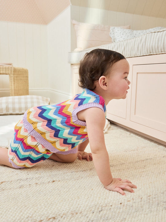 Multi Stripe Knitted Top and Shorts Baby Set 2 Piece (0mths-2yrs)
