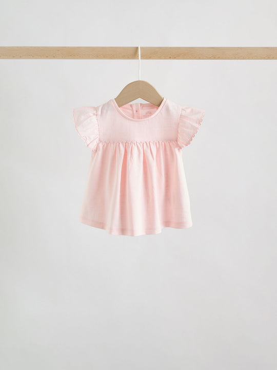 Pink Sage Green and White Short Sleeve Top and Leggings Baby Set 6 Piece (0mths-3yrs)