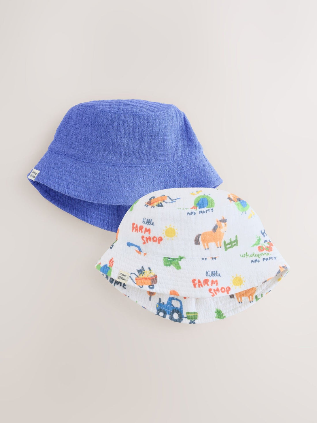 Blue Farm Woven Baby Bucket Hats 2 Pack (0mths-2yrs)