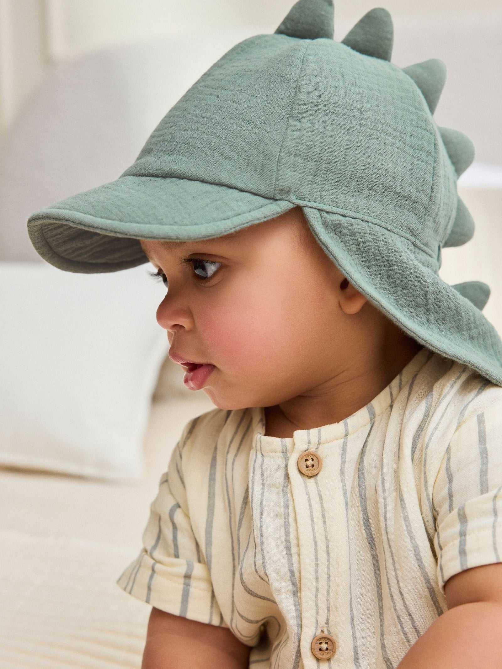 Green/Neutral Dino Legionnaire Baby Hat 2 Pack (0mths-2yrs)