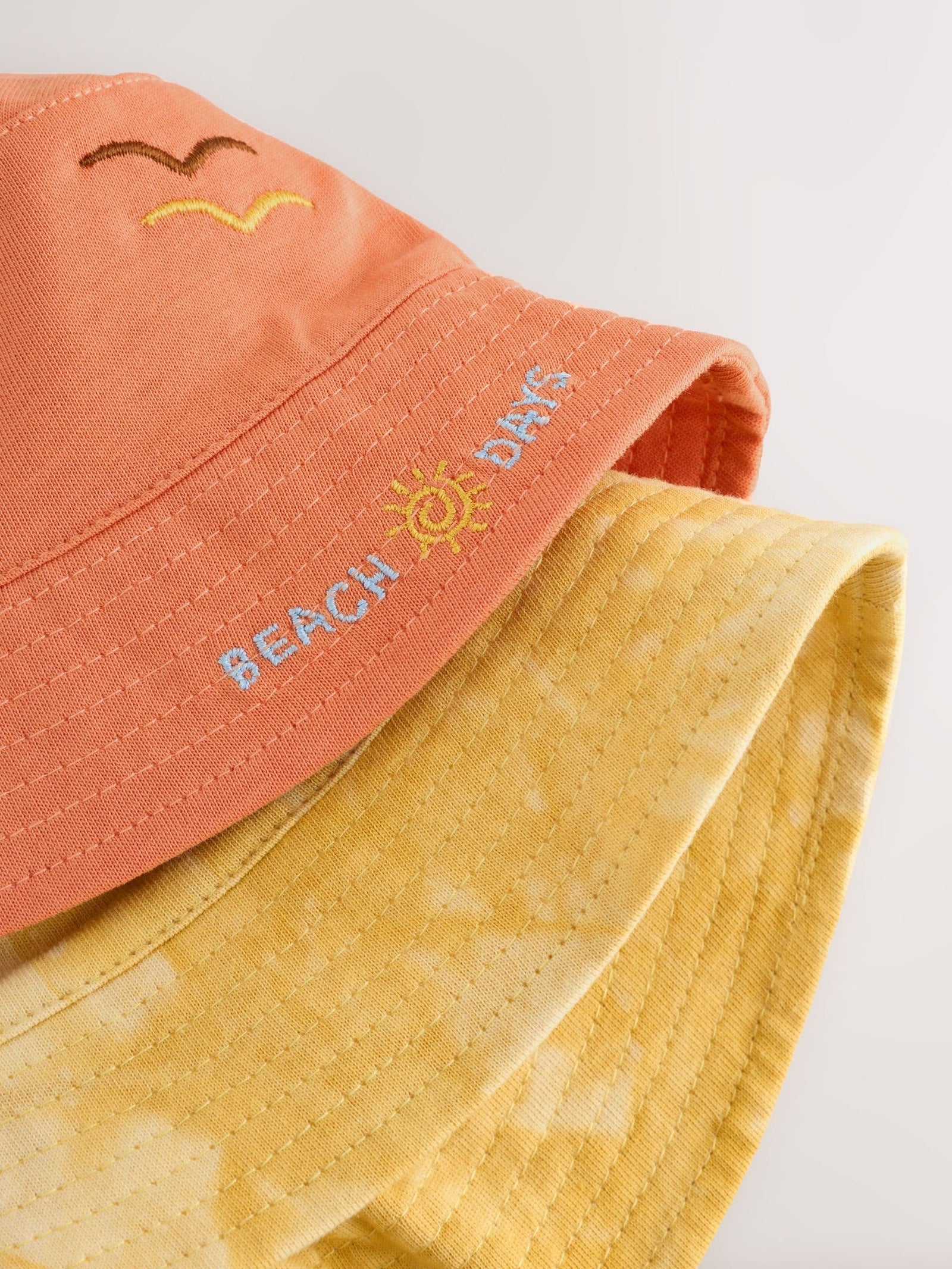 Orange Embroidered and Yellow Tie Dye Baby Bucket Hats 2 Pack (0mths-2yrs)