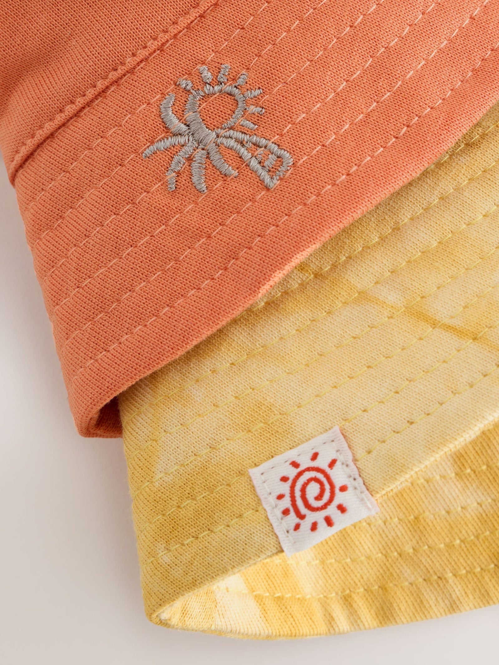 Orange Embroidered and Yellow Tie Dye Baby Bucket Hats 2 Pack (0mths-2yrs)