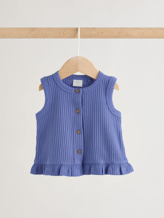 Blue Rib Baby Top And Wide Leg Trousers Set 2 Piece (0mths-2yrs)