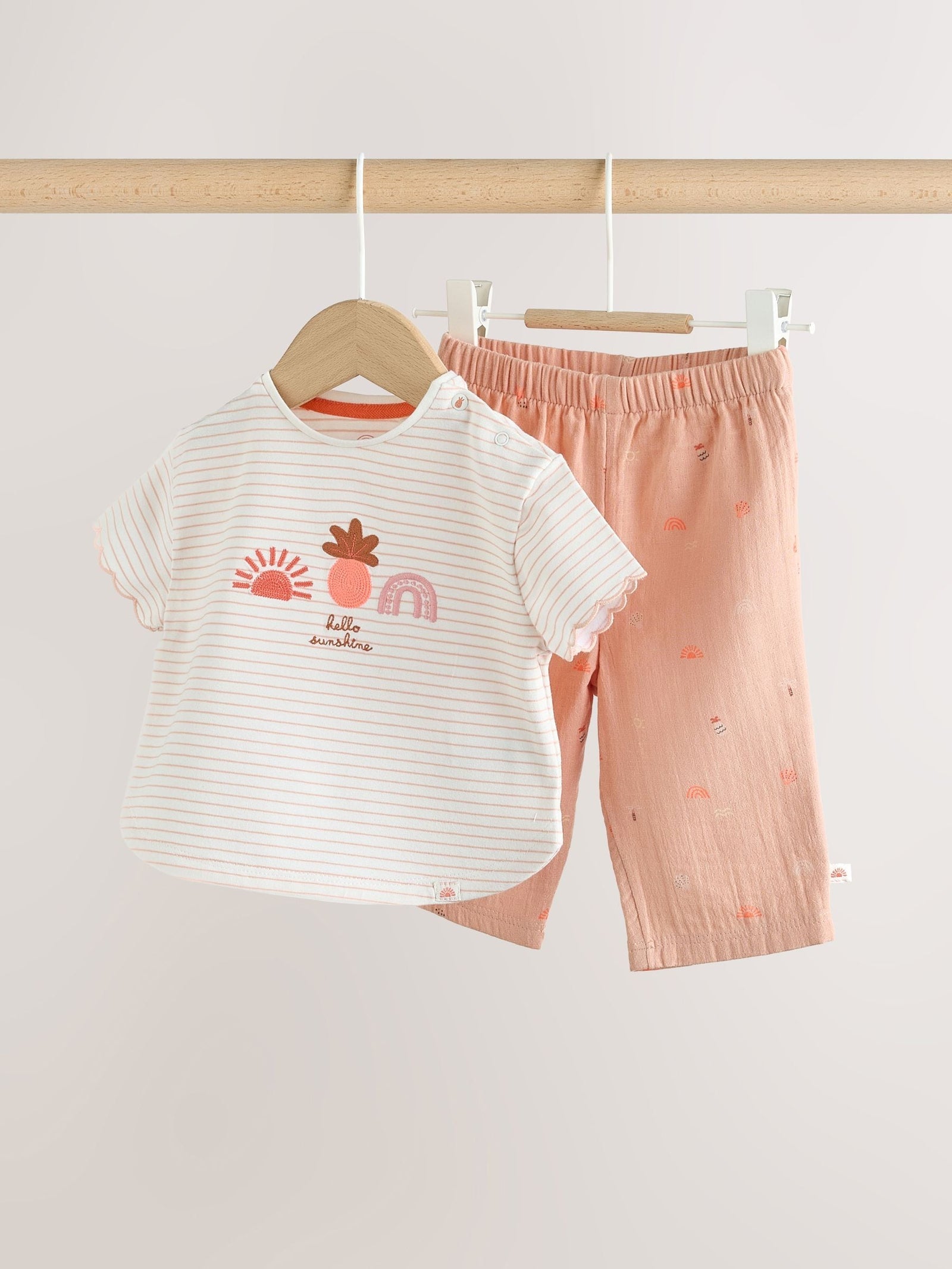 Ecru Short Sleeve Baby Tops and Wide Leg Leggings Set 2 Piece (0mths-2yrs)