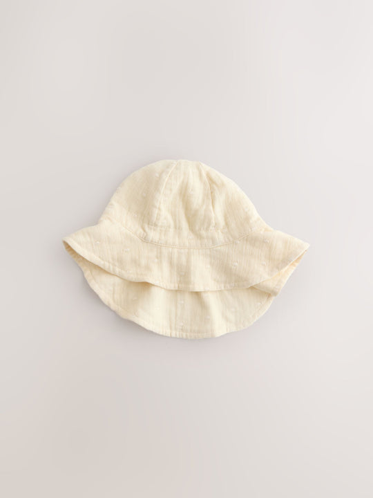 Pink and Beige Woven Baby Bucket Hats 2 Pack (0mths-2yrs)