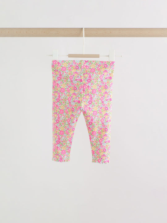 Pink Flower Rib Top and Leggings Baby Set 2 Piece (0mths-2yrs)