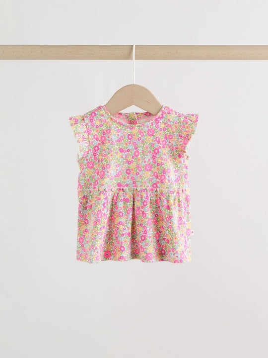 Pink Flower Rib Top and Leggings Baby Set 2 Piece (0mths-2yrs)