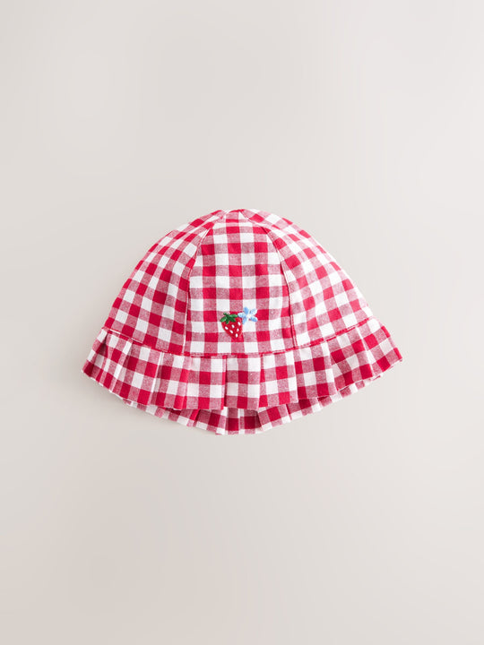 Blue and Red Embroidered Strawberry Baby Bucket Hats 2 Pack