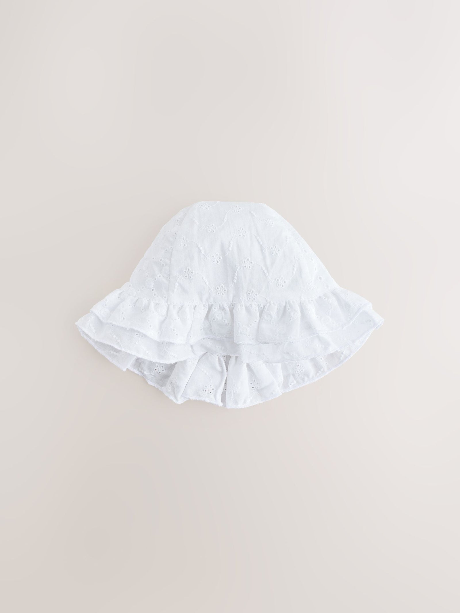 White Broderie Bucket Baby Hat