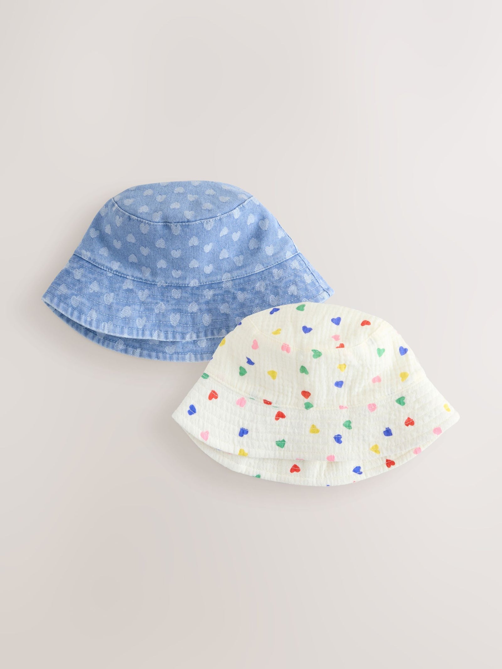 White/Blue Baby Bucket Hats 2 Pack (0mths-2yrs)