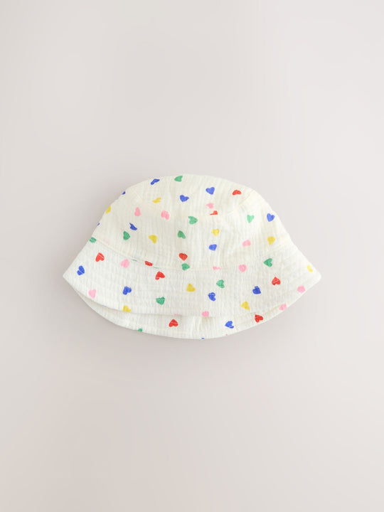 White/Blue Baby Bucket Hats 2 Pack (0mths-2yrs)
