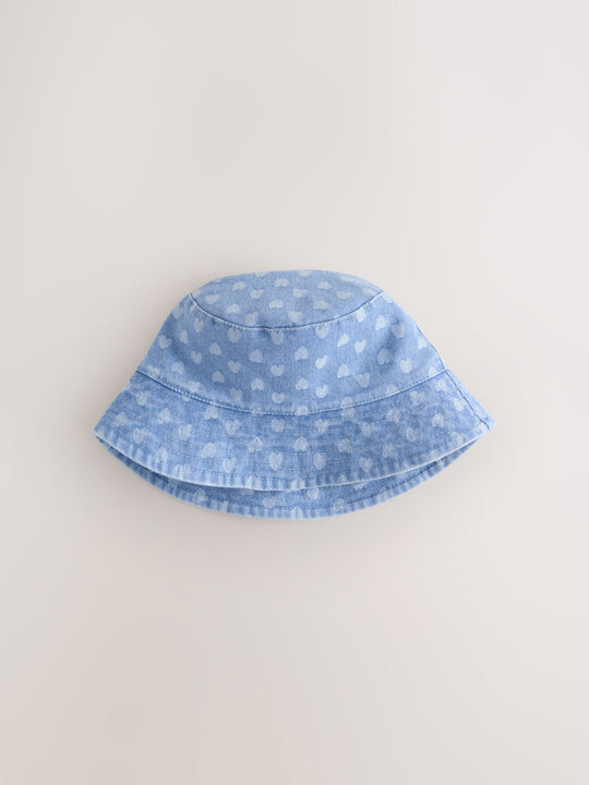 White/Blue Baby Bucket Hats 2 Pack (0mths-2yrs)