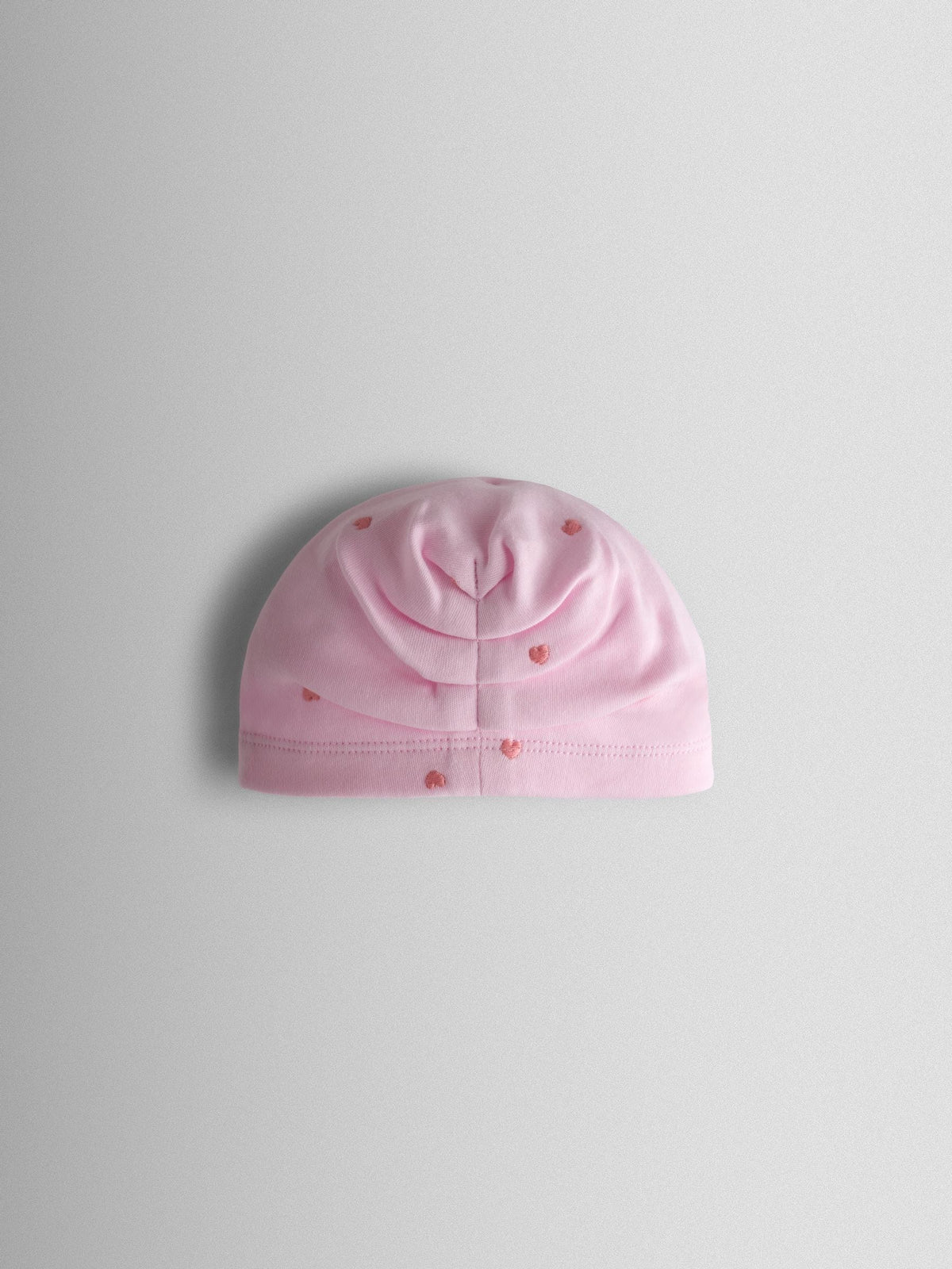 JoJo Maman Bébé Pink Heart Embroidered Cotton Footed Sleepsuit and Bonnet Set