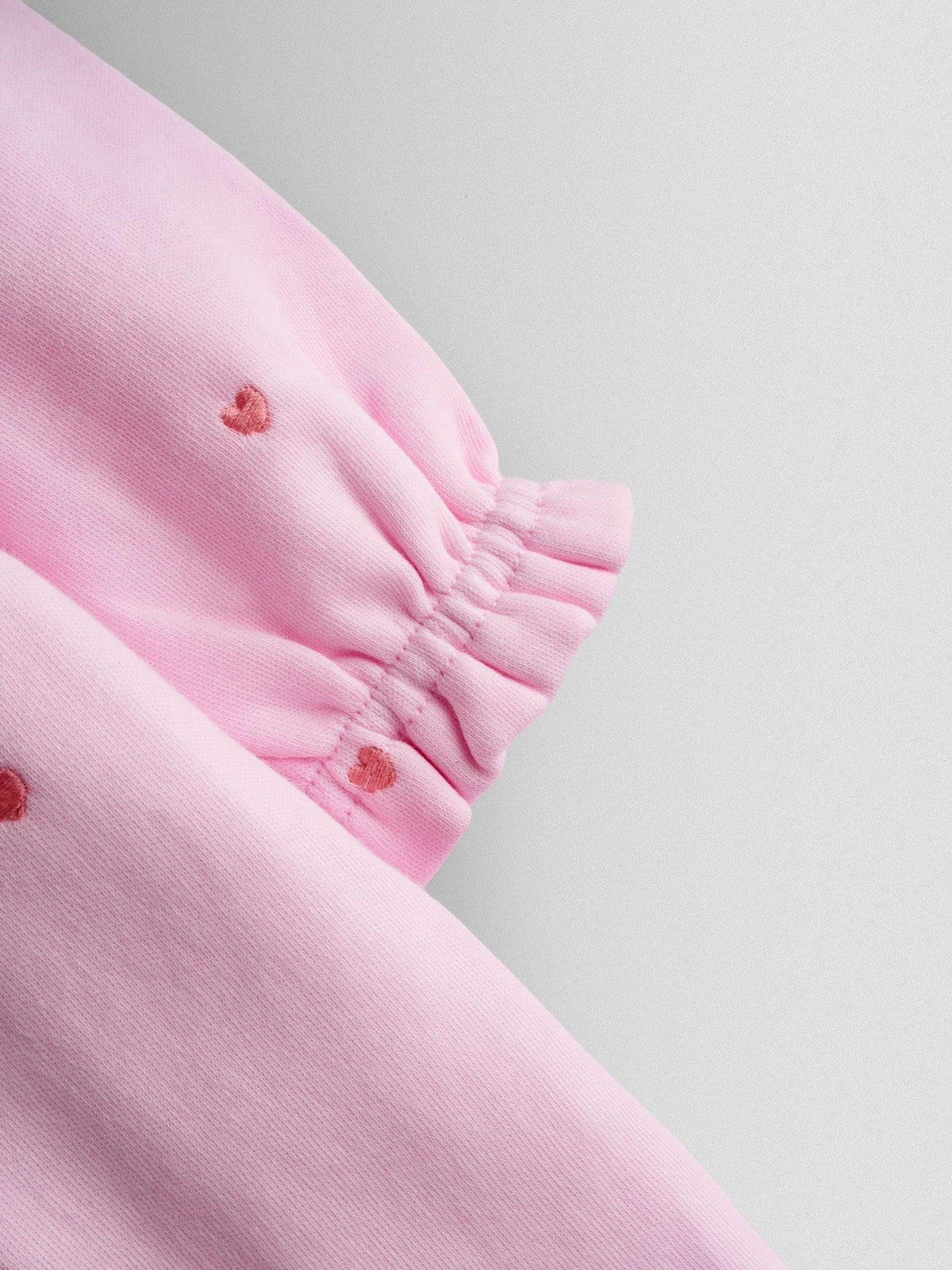 JoJo Maman Bébé Pink Heart Embroidered Cotton Footed Sleepsuit and Bonnet Set