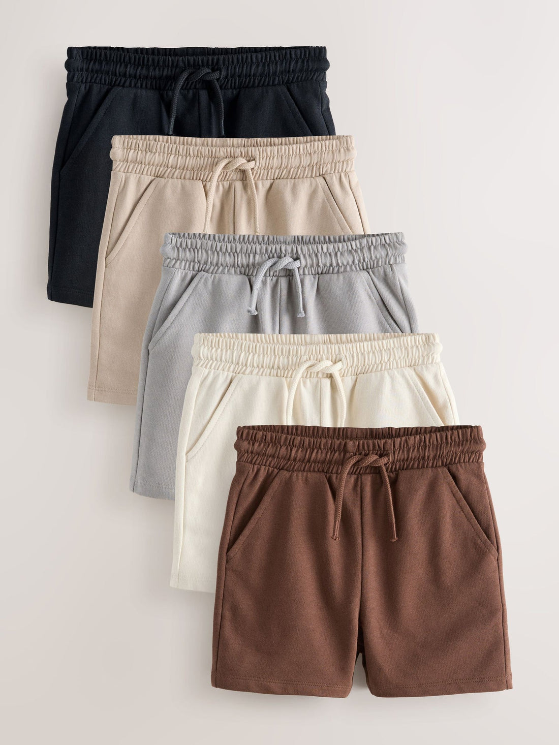 Chocolate Brown/Black/Stone/Grey Jersey Shorts 5 Pack (3mths-7yrs)