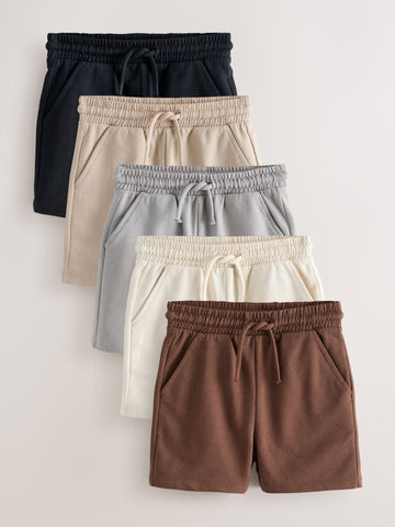 Chocolate Brown/Black/Stone/Grey Jersey Shorts 5 Pack (3mths-7yrs)