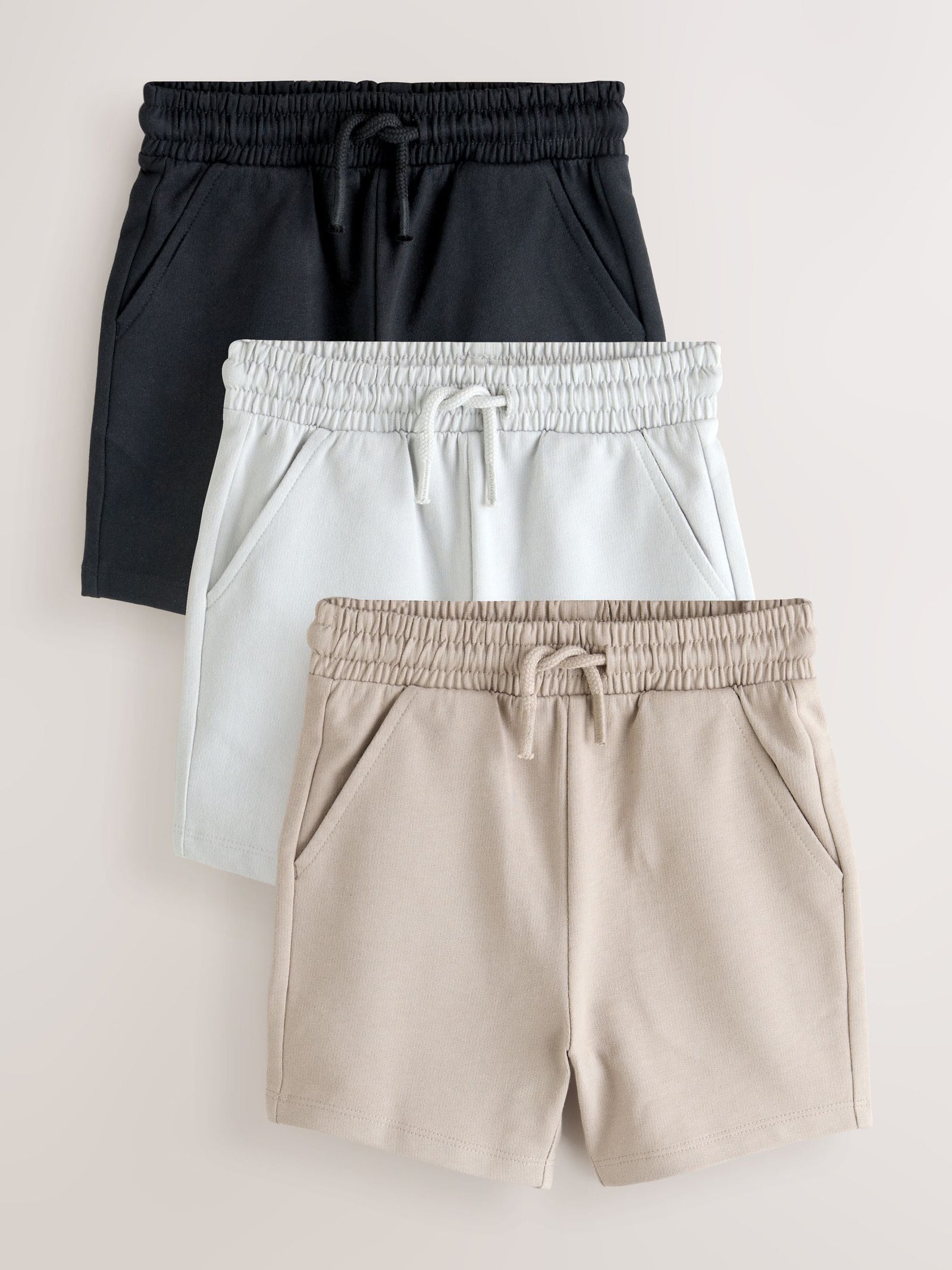 Black/Cement/ Grey Jersey Shorts 3 Pack (3mths-7yrs)