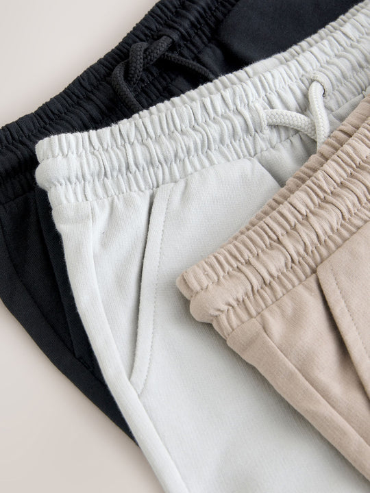 Black/Cement/ Grey Jersey Shorts 3 Pack (3mths-7yrs)