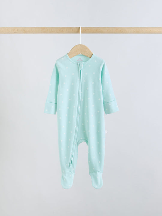 Purple/Orange Two Way Zip Baby Sleepsuit 5 Pack (0-2yrs)