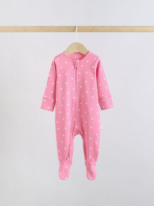 Purple/Orange Two Way Zip Baby Sleepsuit 5 Pack (0-2yrs)