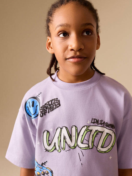 Lilac Purple Short Sleeve Graphic T-Shirt (3-16yrs)