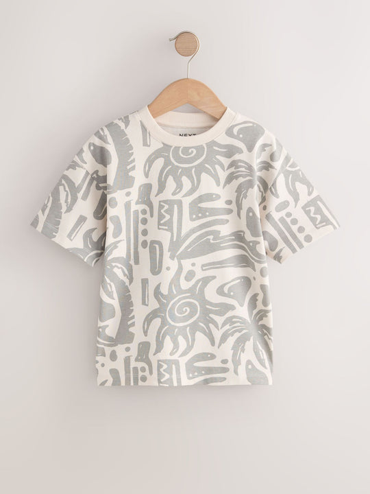 Berry/Mineral/Ecru Relaxed Fit Graphic Print Short Sleeve T-Shirts 3 Pack (3-16yrs)