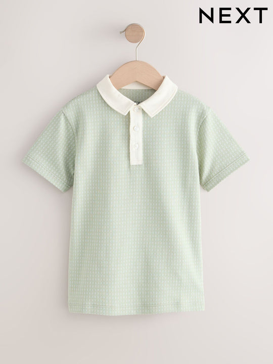 Mineral Jacquard Short Sleeve Polo Shirt (3-16yrs)