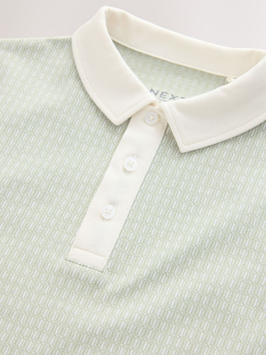 Mineral Jacquard Short Sleeve Polo Shirt (3-16yrs)