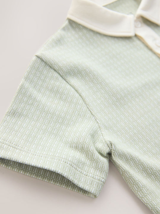Mineral Jacquard Short Sleeve Polo Shirt (3-16yrs)