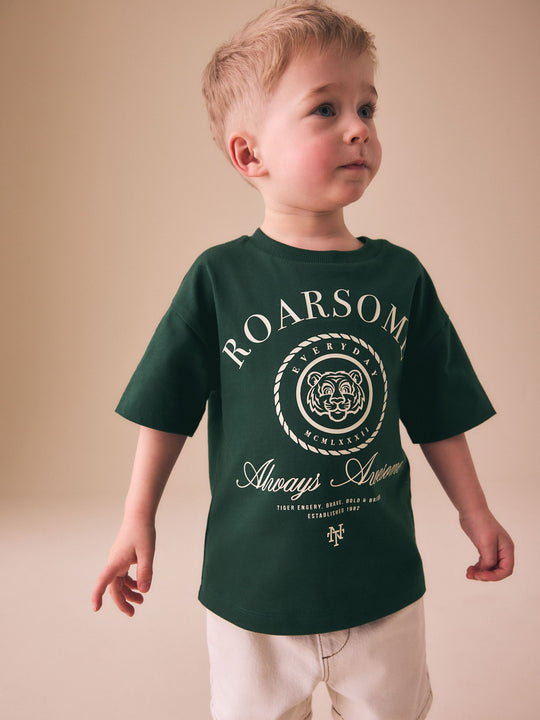 Green Roarsome Tiger Short Sleeve Graphic T-Shirt (3mths-7yrs)