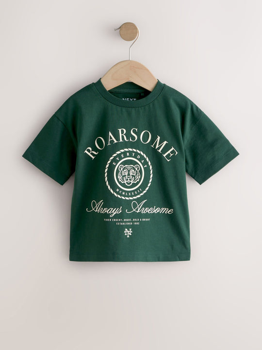 Green Roarsome Tiger Short Sleeve Graphic T-Shirt (3mths-7yrs)