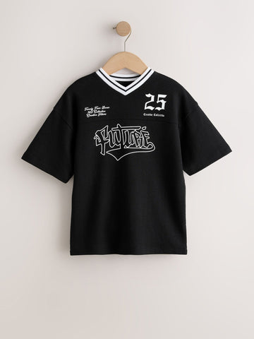 Black Graphic Varsity Short Sleeve T-Shirt (3-16yrs)