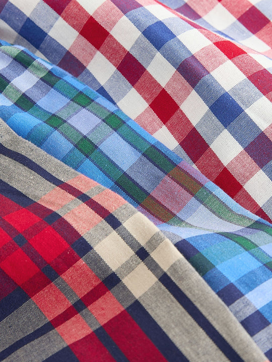Red/Blue Check Woven Short Pyjamas 3 Pack (9mths-12yrs)