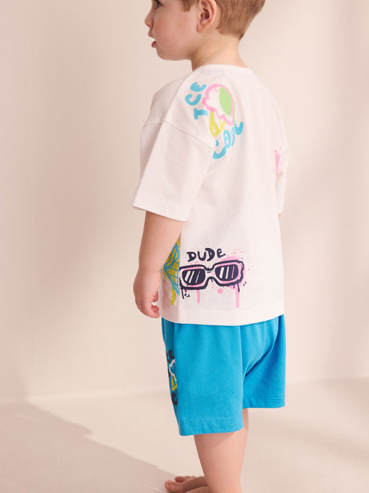 Black/Purple/White Graffiti Beach Vibes Short Pyjamas 3 Pack (9mths-12yrs)