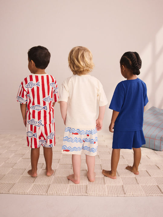 Red/Blue/White Seaside Short Pyjamas 3 Pack (9mths-12yrs)