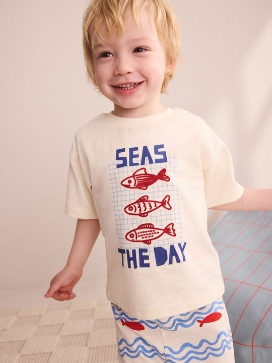 Red/Blue/White Seaside Short Pyjamas 3 Pack (9mths-12yrs)