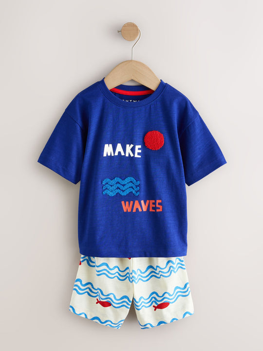 Red/Blue/White Seaside Short Pyjamas 3 Pack (9mths-12yrs)