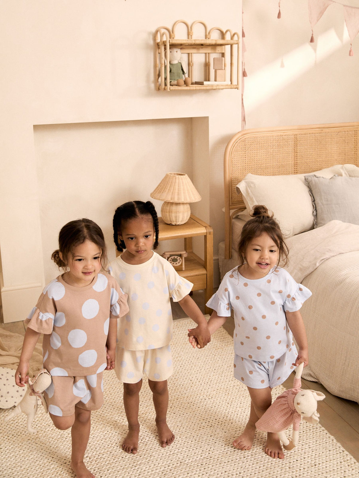 Blue/Brown Polka Dots Short Pyjamas 3 Pack (9mths-10yrs)