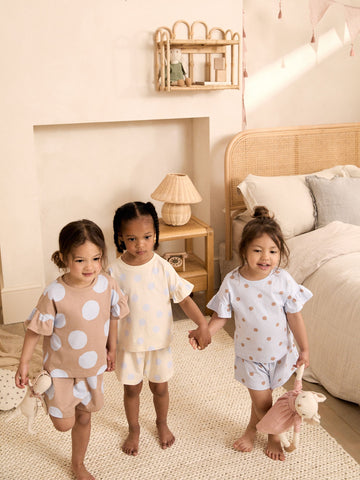 Blue/Brown Polka Dots Short Pyjamas 3 Pack (9mths-10yrs)