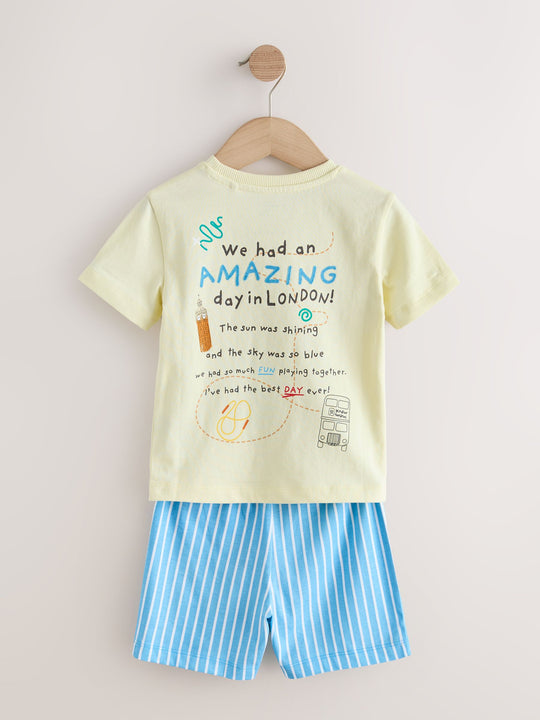 Blue/Yellow Single Paddington Short Pyjamas (9mths-8yrs)