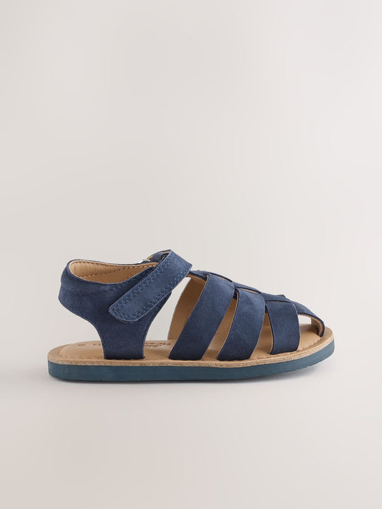 Navy Leather Fisherman Sandals