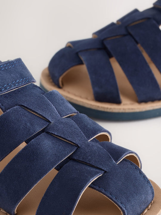 Navy Leather Fisherman Sandals