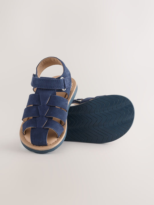 Navy Leather Fisherman Sandals