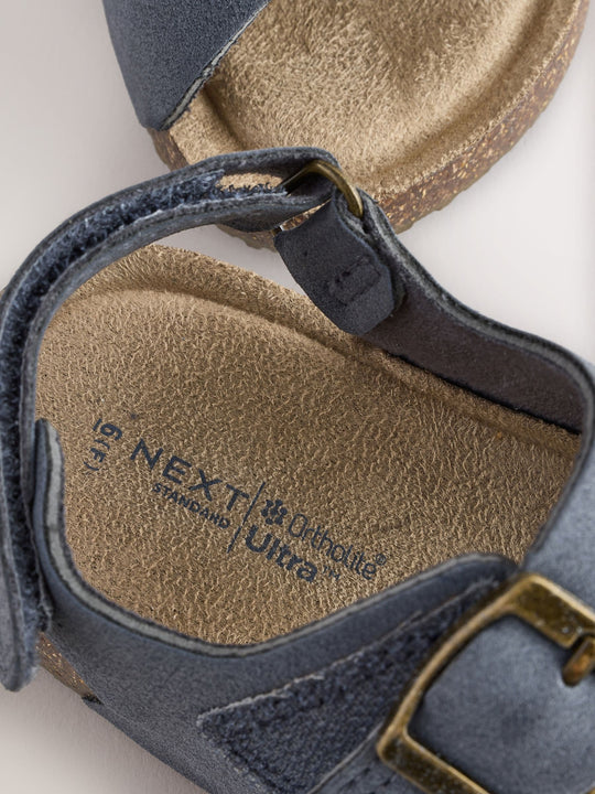 Navy Wide Fit (G) Double Buckle Cushioned Footbed Sandals