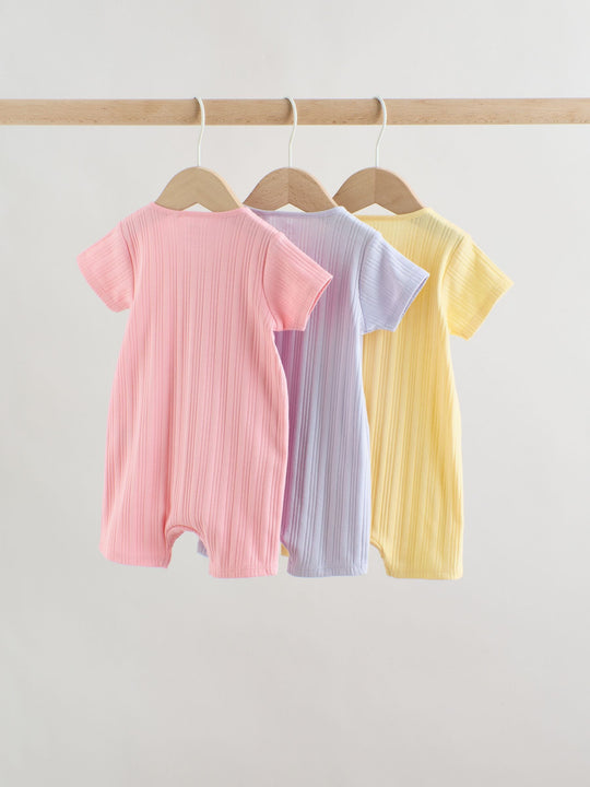 Bright 3 Pack Two Way Zip Baby Romper (0mths-3yrs)