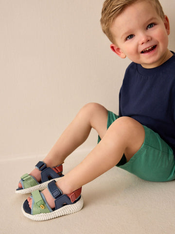 Blue Colourblock Utility Trekker Walking Sandals