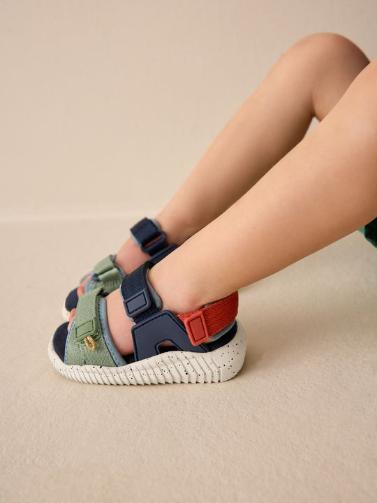 Blue Colourblock Utility Trekker Walking Sandals