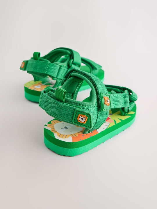 Green Standard Fit (F) Touch Fastening Trekker Walking Sandals