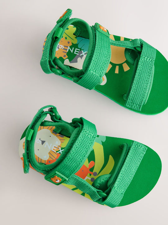 Green Standard Fit (F) Touch Fastening Trekker Walking Sandals